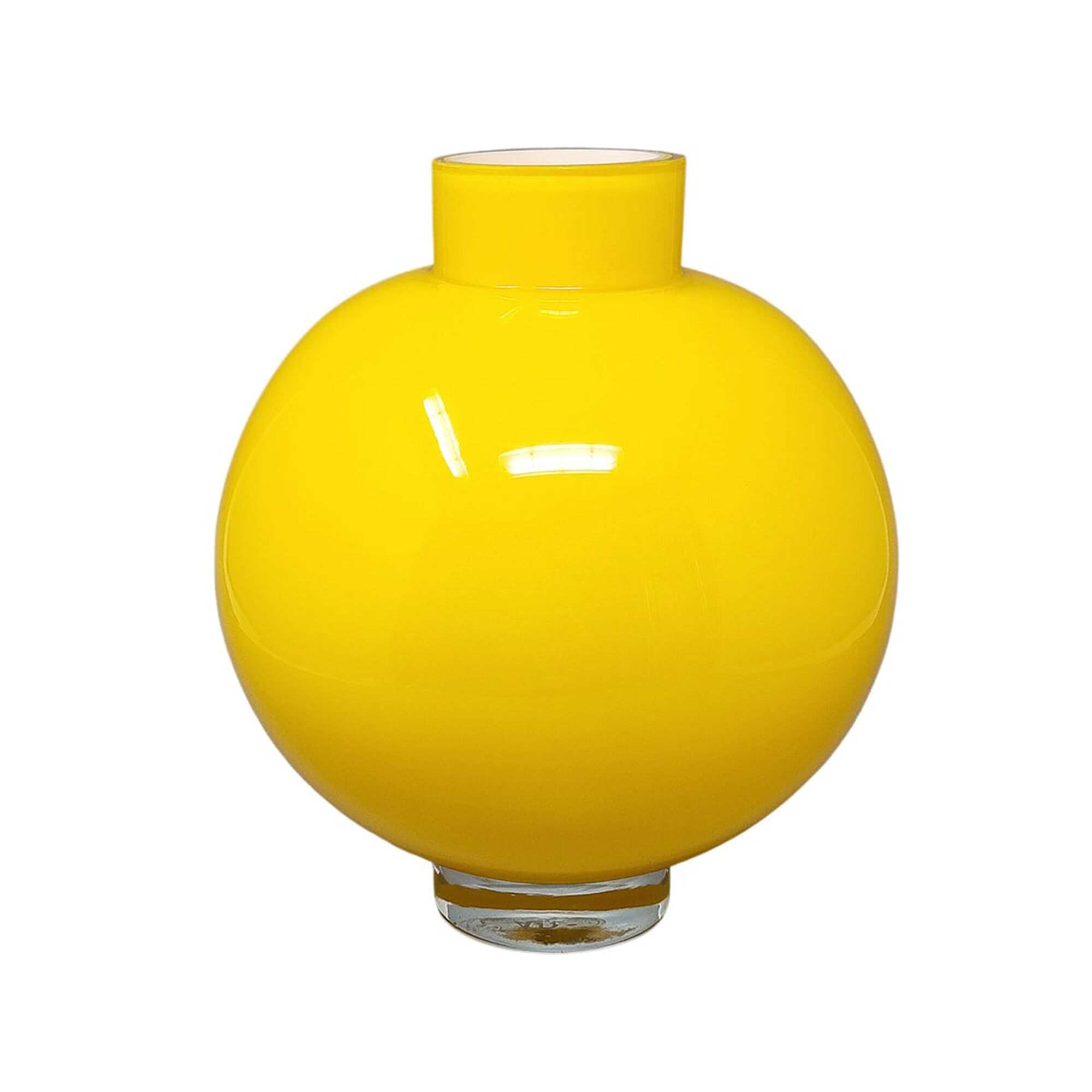 1970s Mid-Century Yellow Vase by Ind. Vetraria Valdarnese. Made in Italy