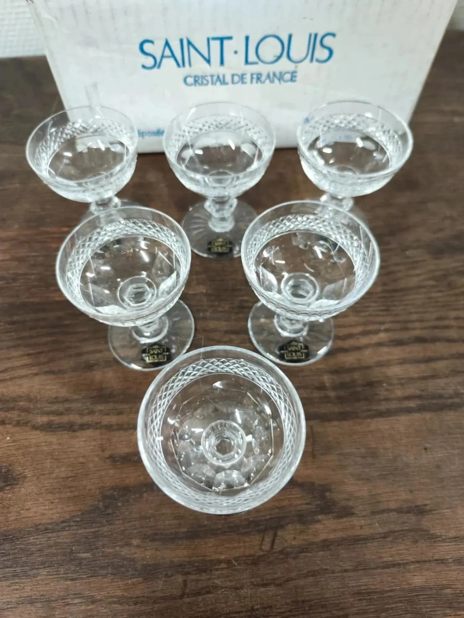 Set of 6 Saint Louis Trianon crystal liqueur glasses