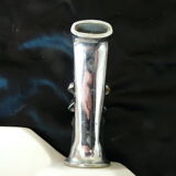Old ceramic bathroom shelf with 2 chrome bronze faucets