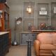 Old gas pump floor lamp in cast iron metal and glass 1930