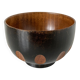Japanese Showa bowl made of stained brown paulownia wood and carved.