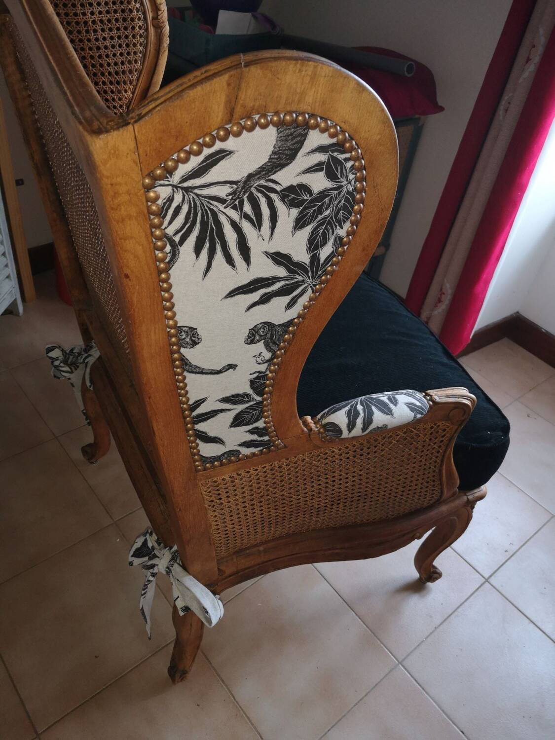 Antique wingback armchair