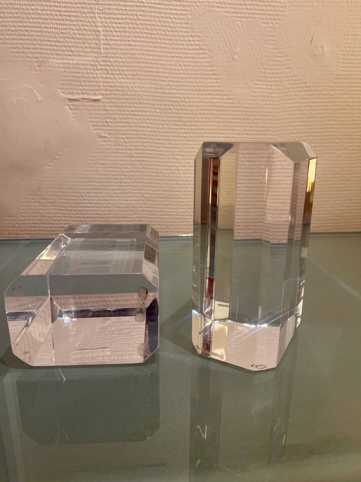 Ritts bookends, astrolite lucite, 1970s