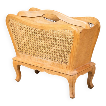Magazine Rack in Oak and Rush, Denmark, 1960s