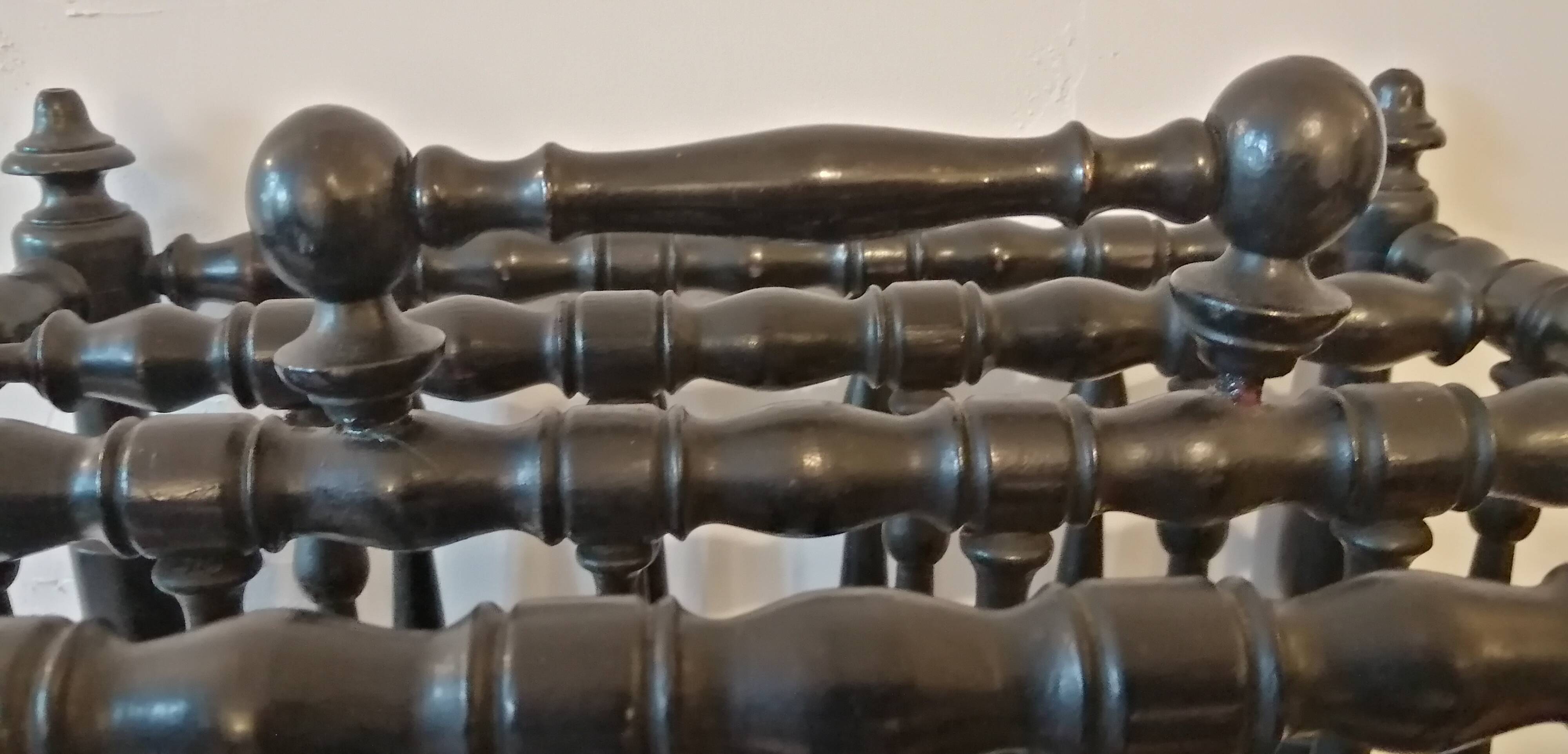 Magazine holder in blackened wood, Napoleon III partition shelf, late 19th century