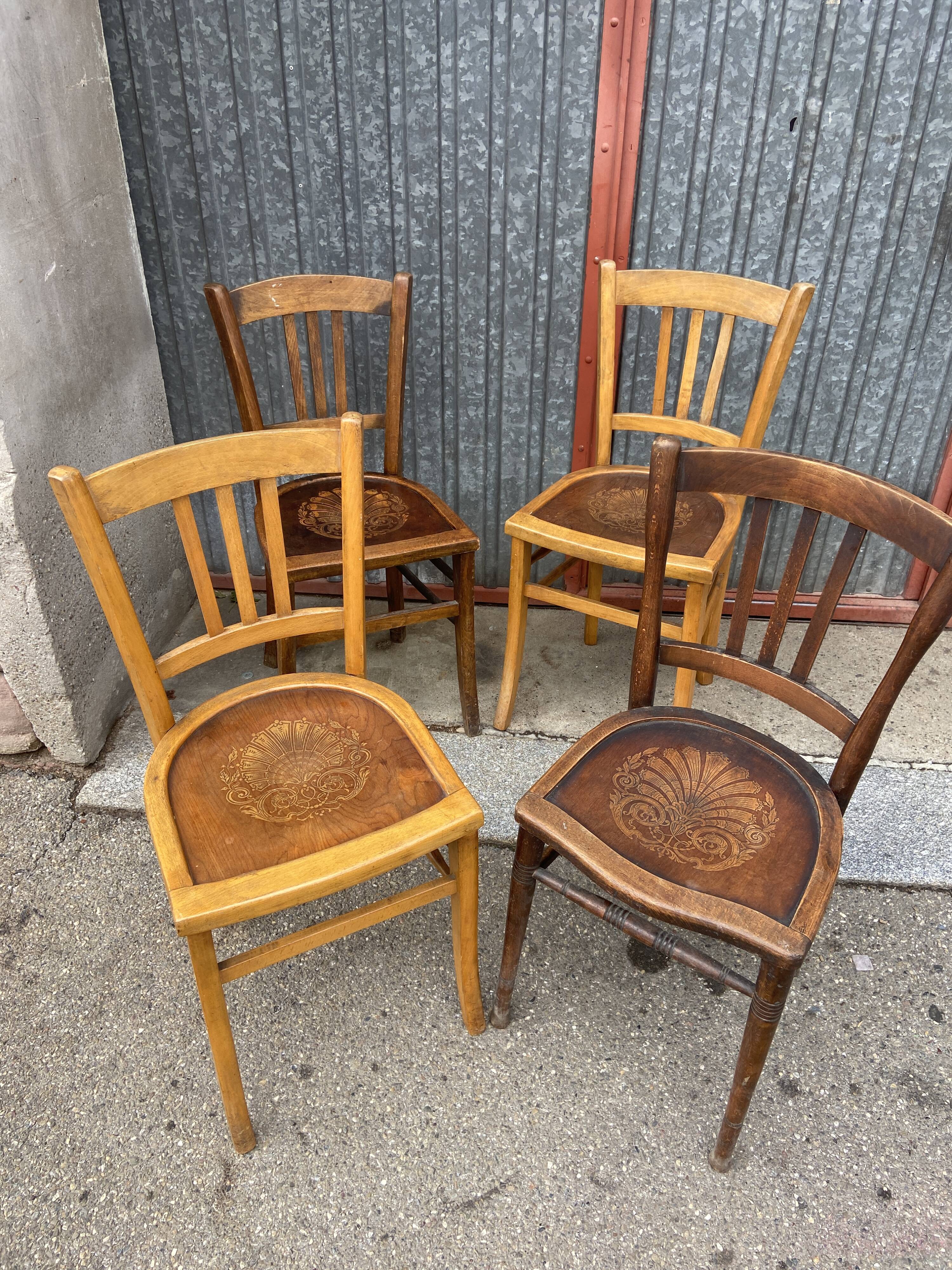 4 vintage mismatched coffee bistro chairs