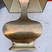 Bronze lamp and dark brown fabric shade