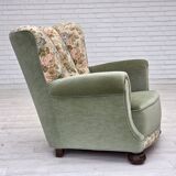 1970s, Danish relax armchair, green furniture velour, original condition.