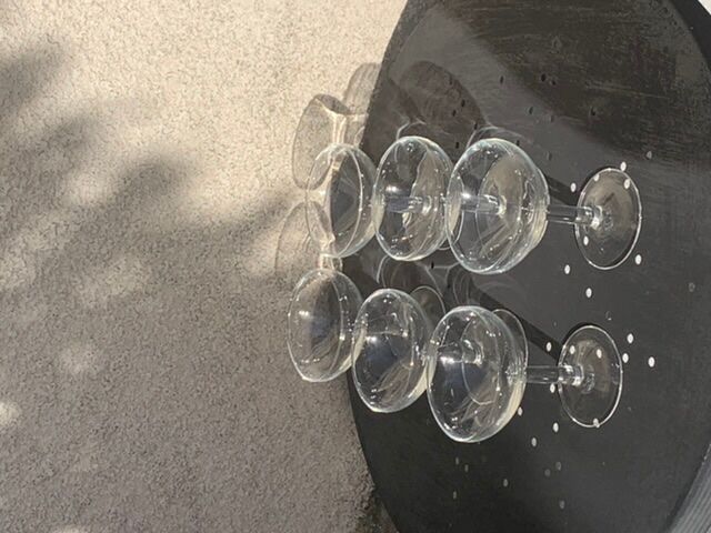 6 vintage transparent glass champagne glasses