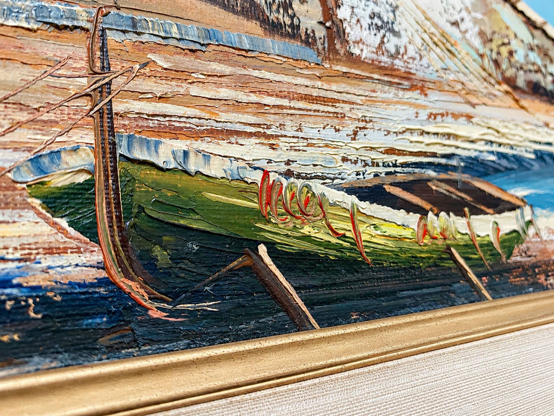 Vintage Mediterranean landscape – oil on canvas with a knife, yes