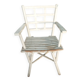 1960s whitewashed wood conservatory armchair