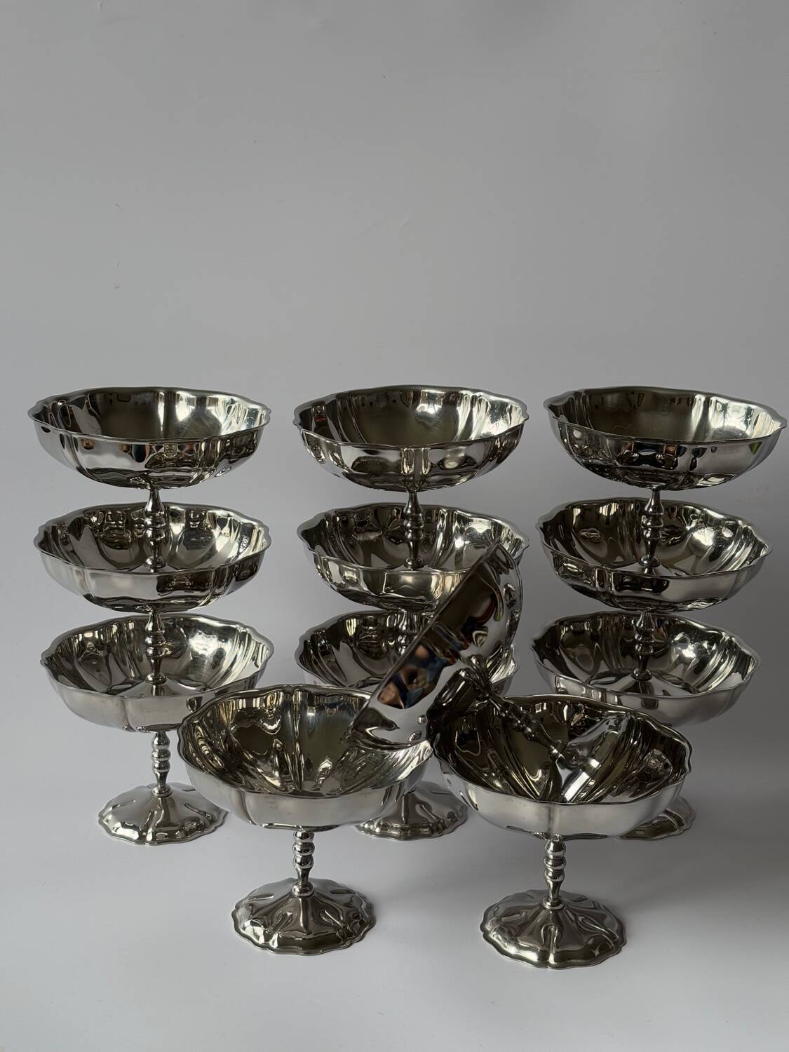Vintage stainless steel ice cream cups