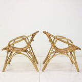 Pair of Alan Fuchs rattan lounge chairs, Czechoslovakia, 1960s