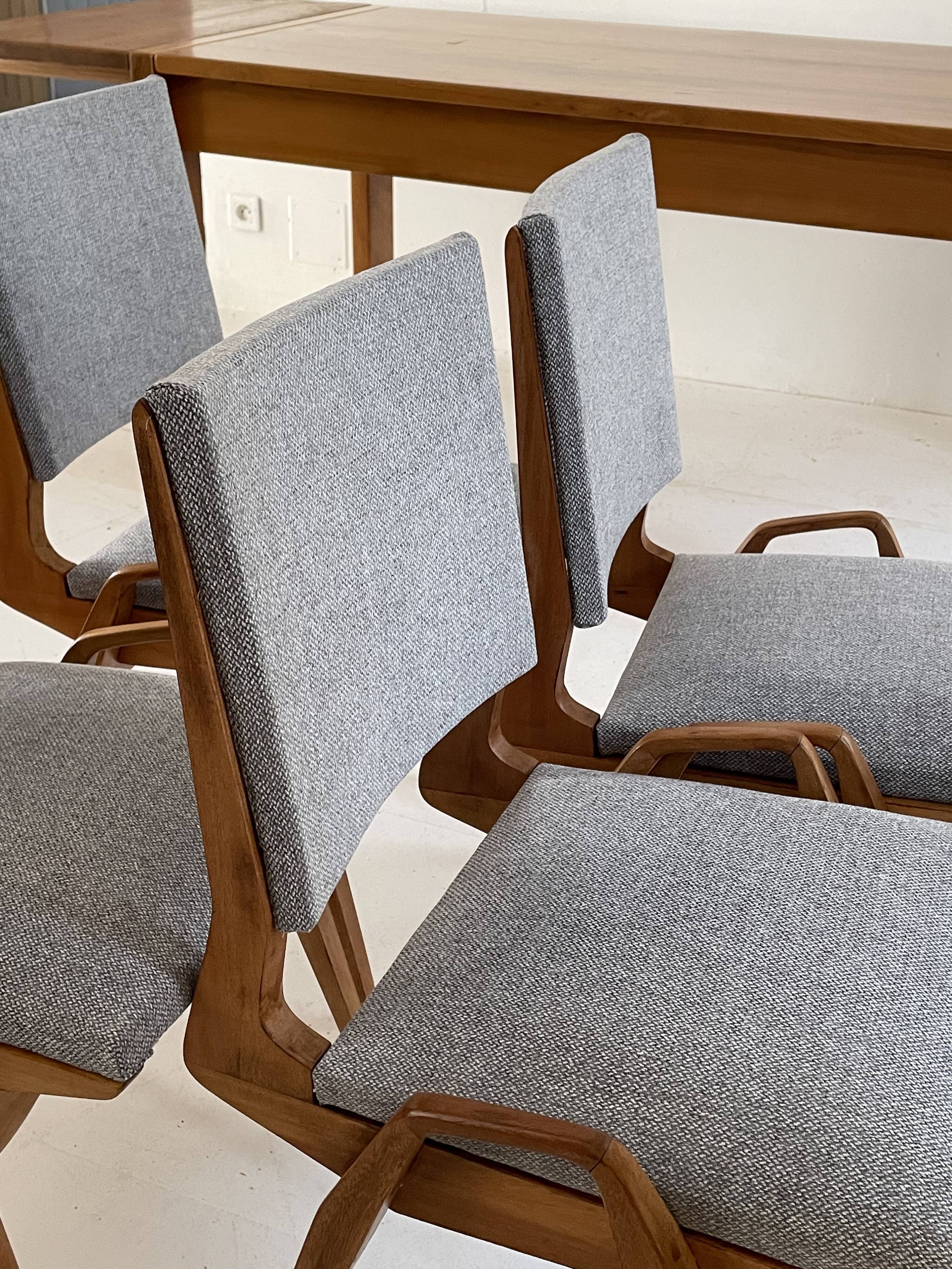 Suite of 4 chairs by Maurice Pre restored 1950