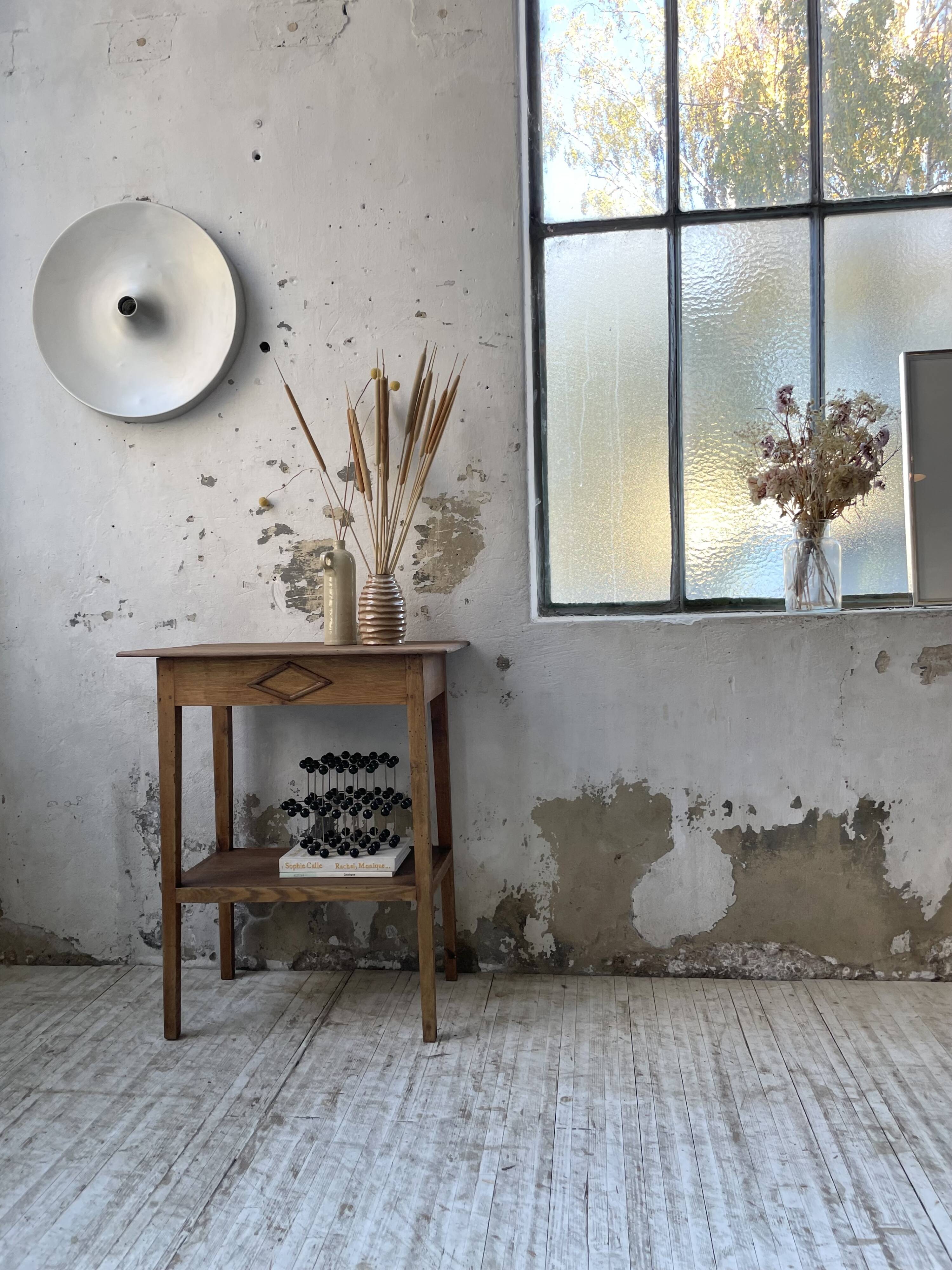 Oak spindle leg console table