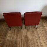 Pair of vintage burgundy red armchairs