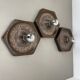 Set of Three brown Ceramic SPUTNIK Wall Lights by Pan Ceramics Germany 197