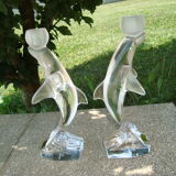 Pair of dolphins royal crystals made in france