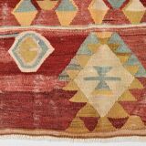 Tapis Kilim turc vintage rouge et vert 4x7 135x210 cm SK 2239