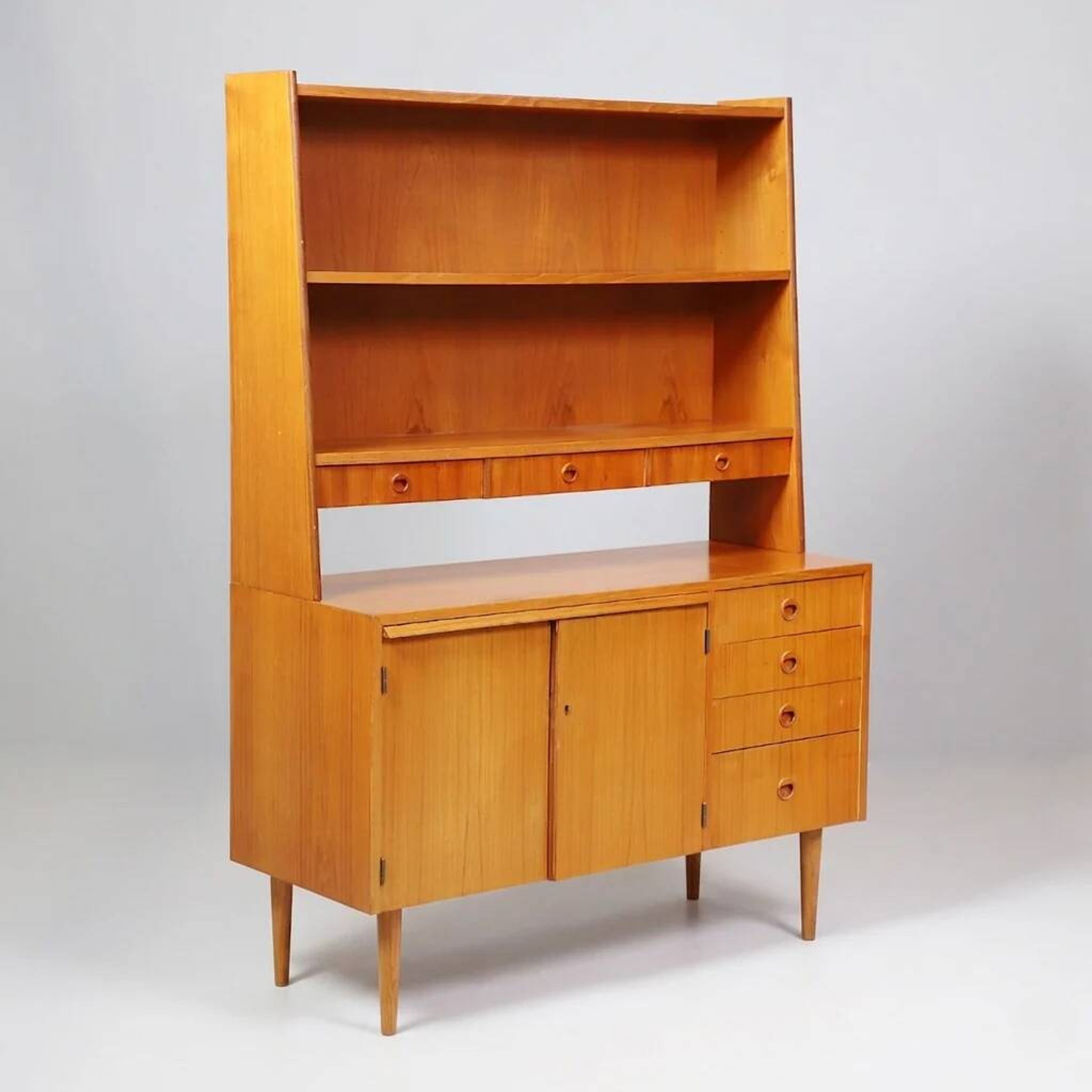 Vintage teak library with drop-down secretary, 1960s