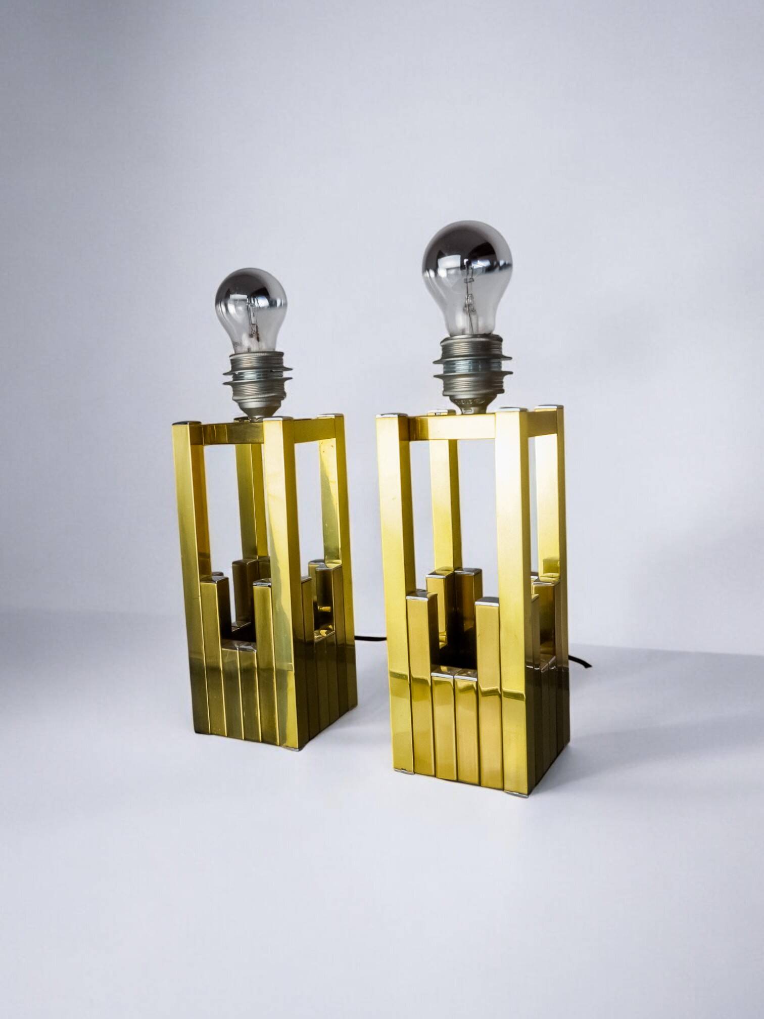 Pair of Regency lamps by Bd Lumica, Italy, 1970