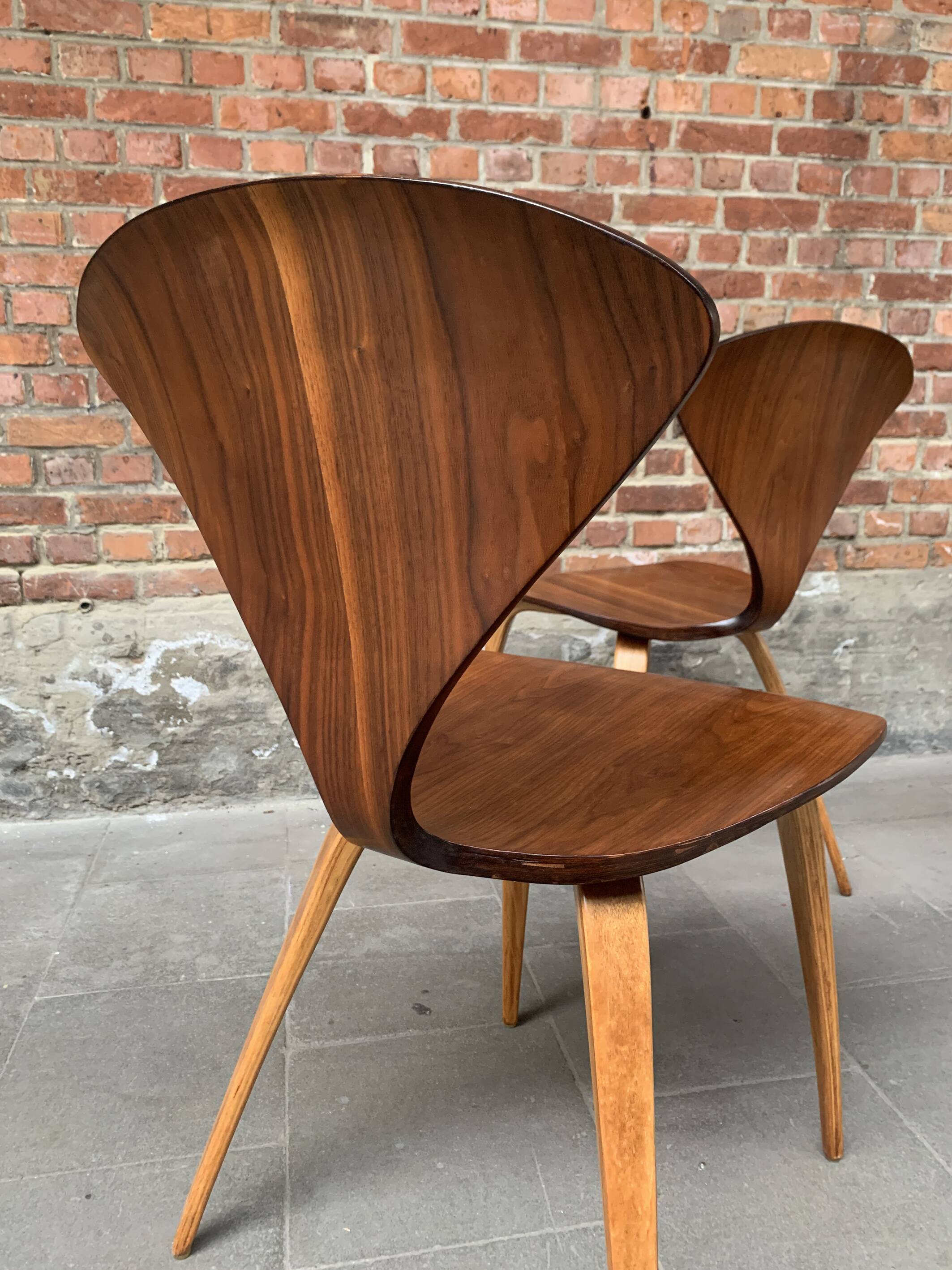 Set of 4 Norman Cherner chairs for Plycraft USA in teak, 1960s