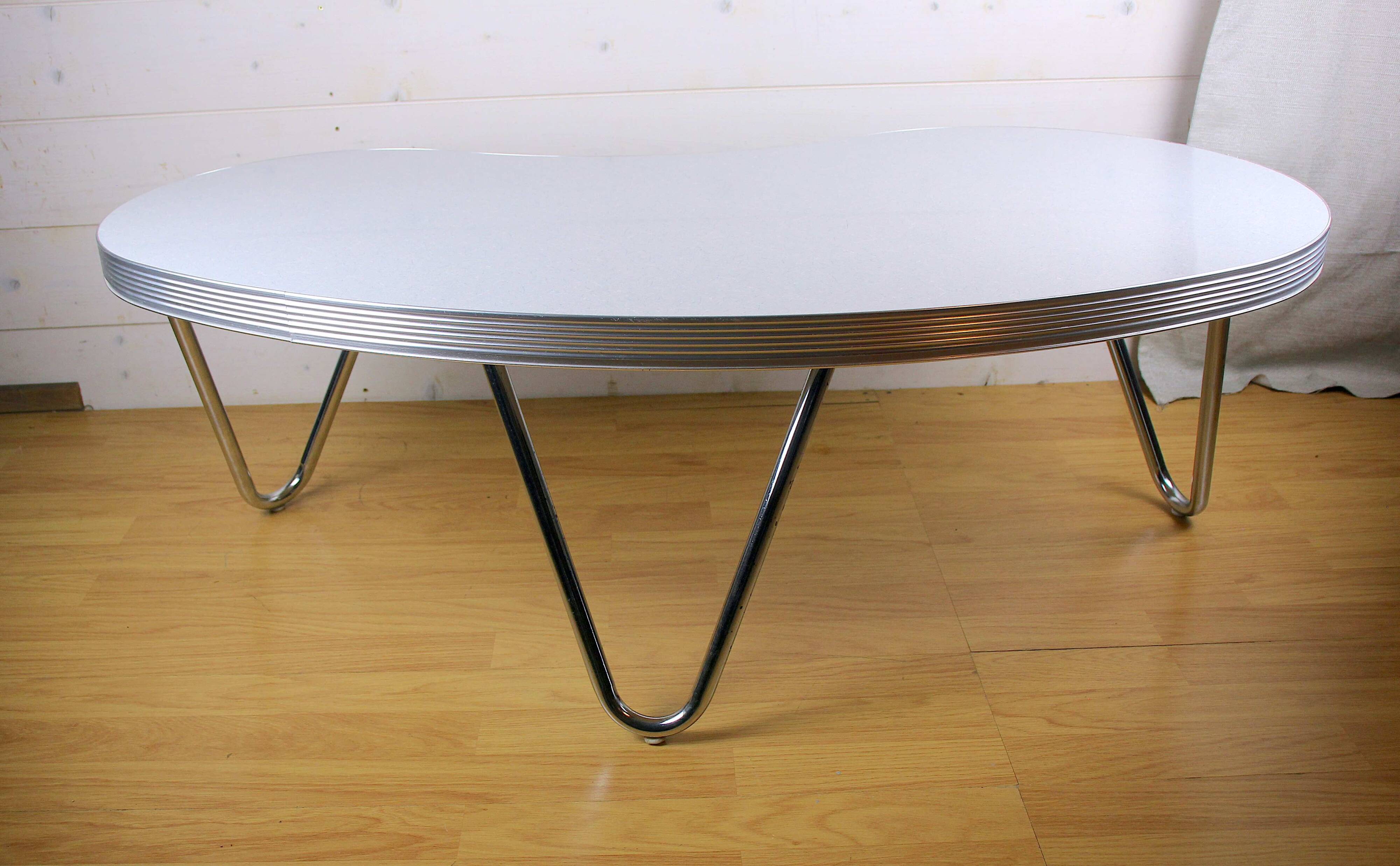 Bean coffee table, vintage American style, Formica metal, 1970s