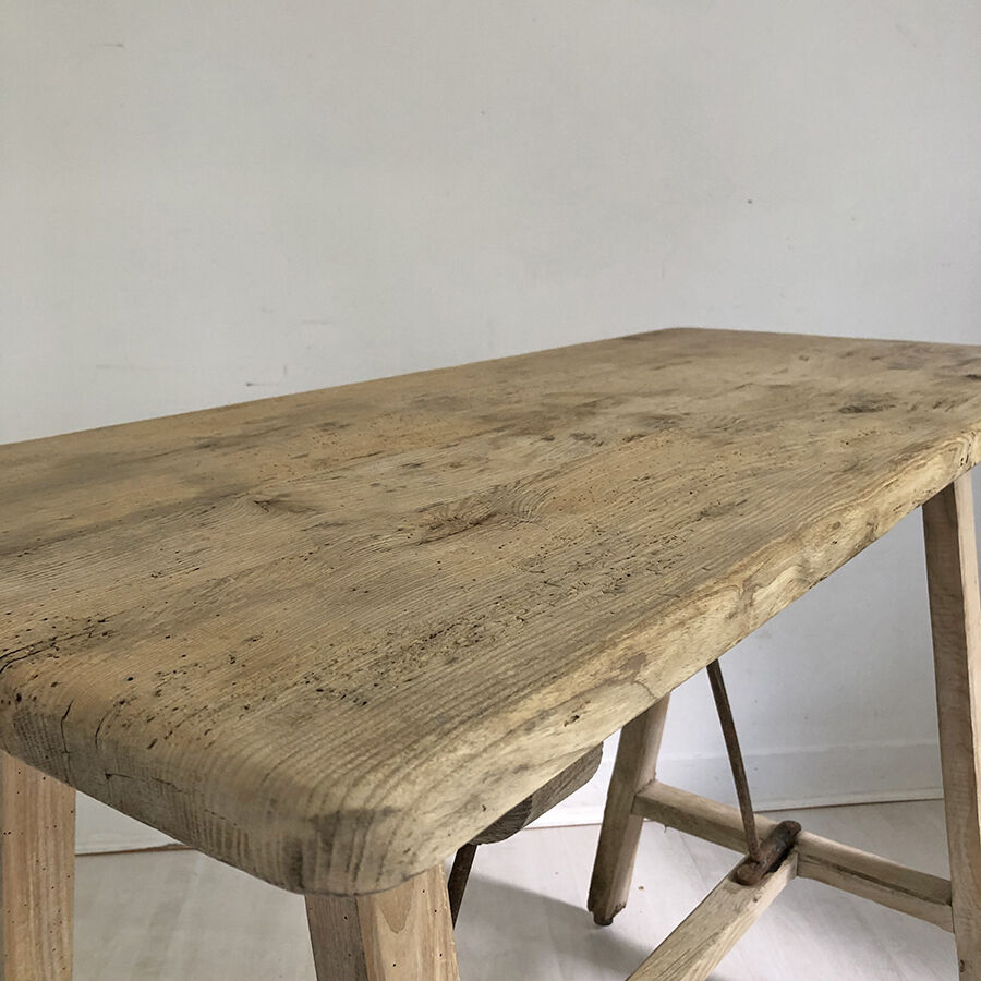 Old raw wood workbench