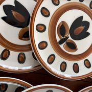 Set of 6 vintage Boch La Louviere dessert plates, 1970s, Kimono model -