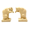 Art Deco craquelé cream Panthers bookends, Octave Larrieu, France 1930s