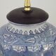 Tall Blue & White Oriental Style Ceramic Table Lamp with Floral Decoration