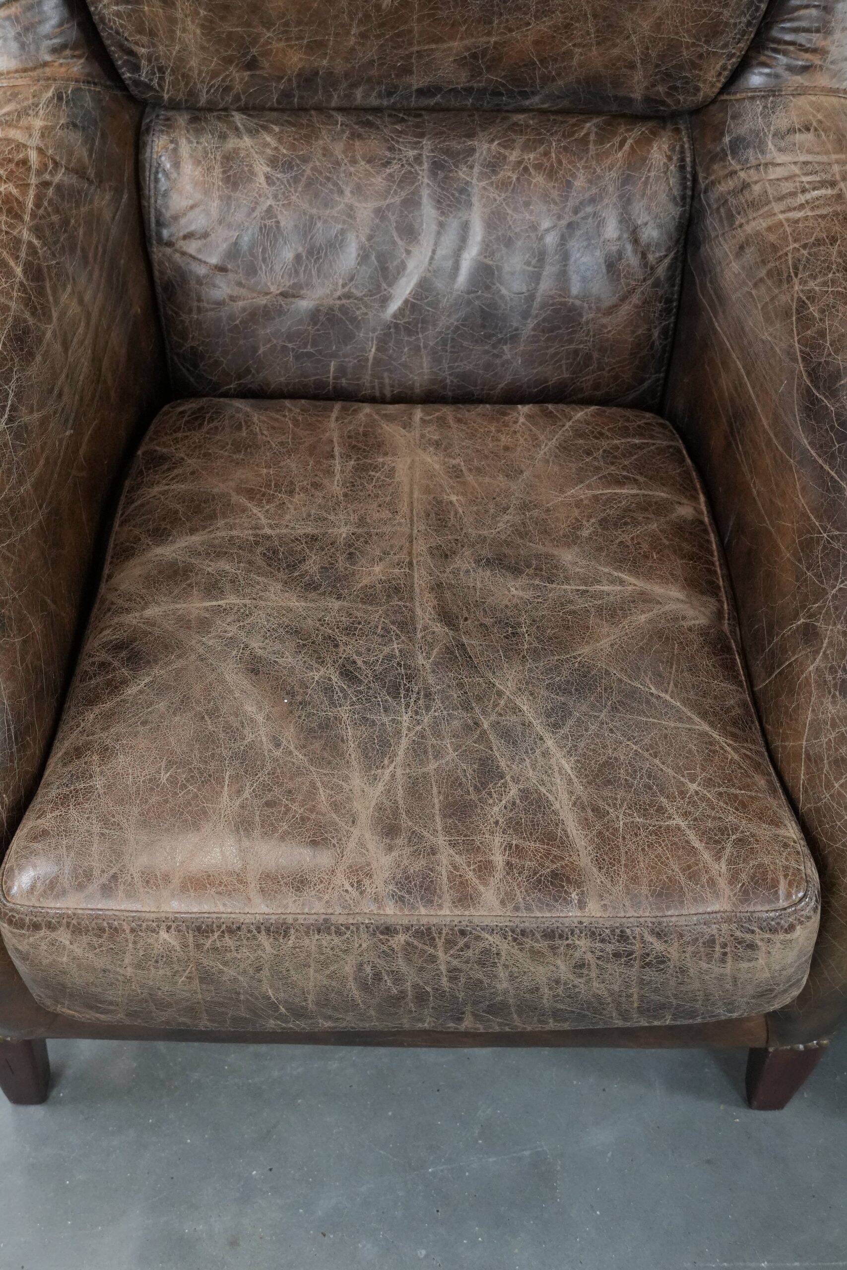 Very comfortable set of two vintage cowhide leather armchairs