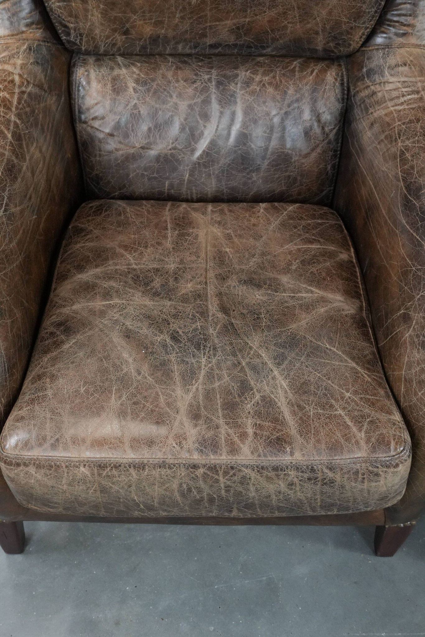 Very comfortable set of two vintage cowhide leather armchairs