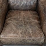 Very comfortable set of two vintage cowhide leather armchairs