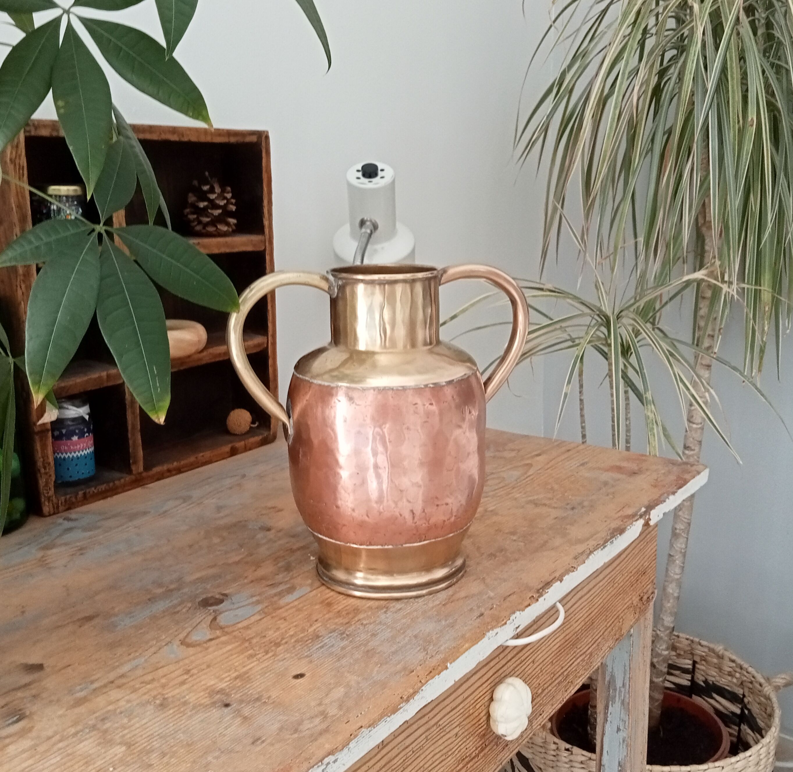 Antique amphora vase in brass and copper