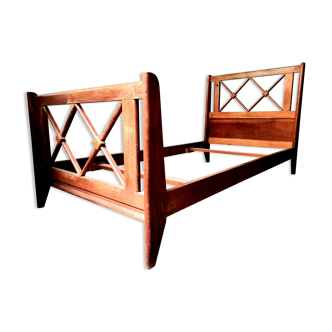 Oak side bed made by Ateliers Saint-Sabin 1950