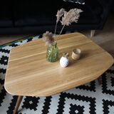 Asymmetrical oak coffee table