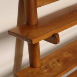 Vintage wall shelf unit in solid elm, 1970s