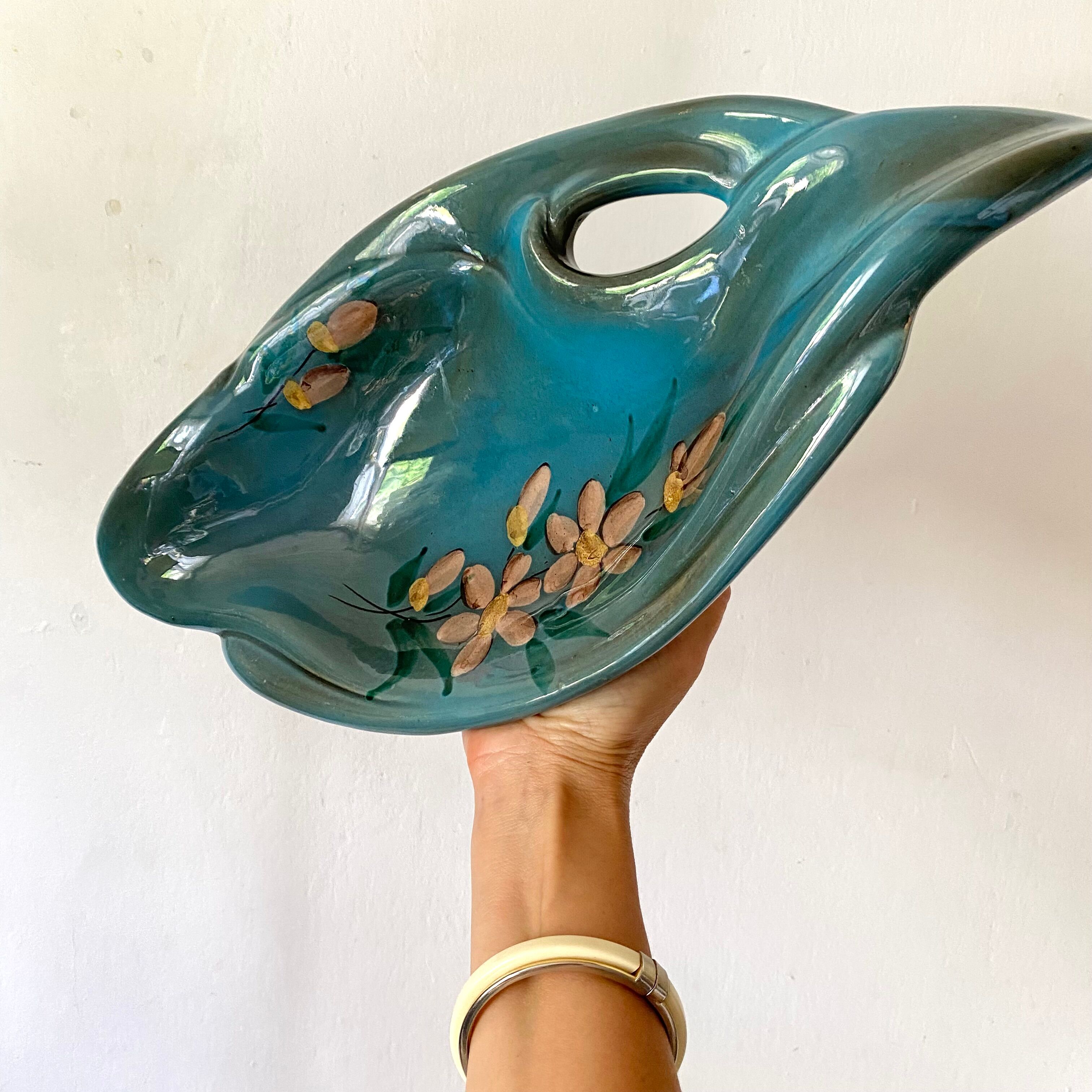 Flowery Vallauris dish, 1960s-70s