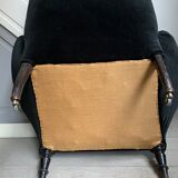 Fauteuil en velours noir Napoléon III