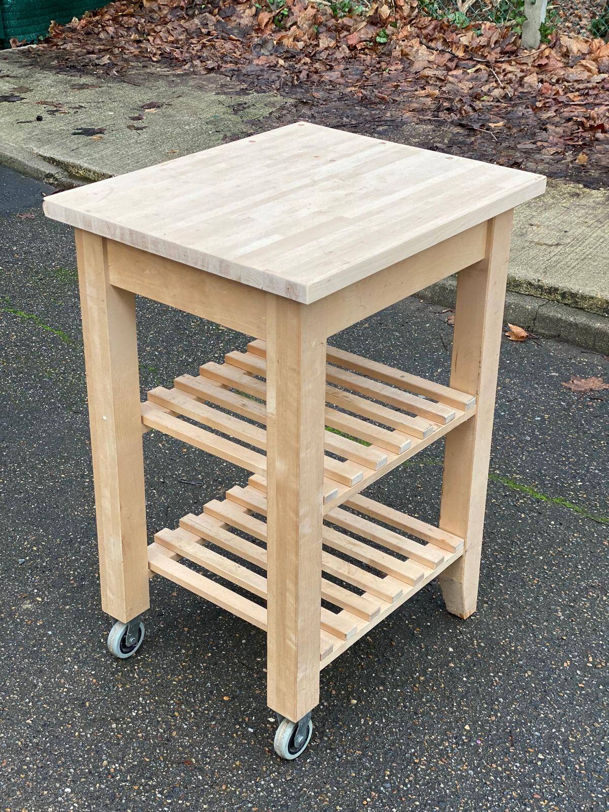 Scandinavian solid wood sideboard on wheels 85cm