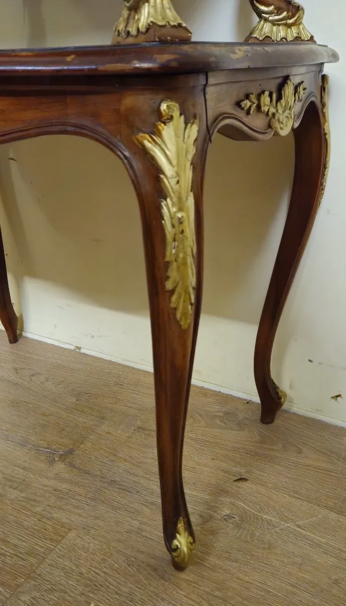 Louis XV style console table with two tiers.