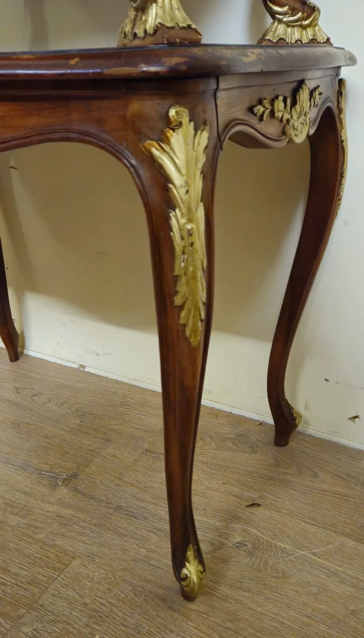 Table console / desserte de style Louis XV à deux plateaux
