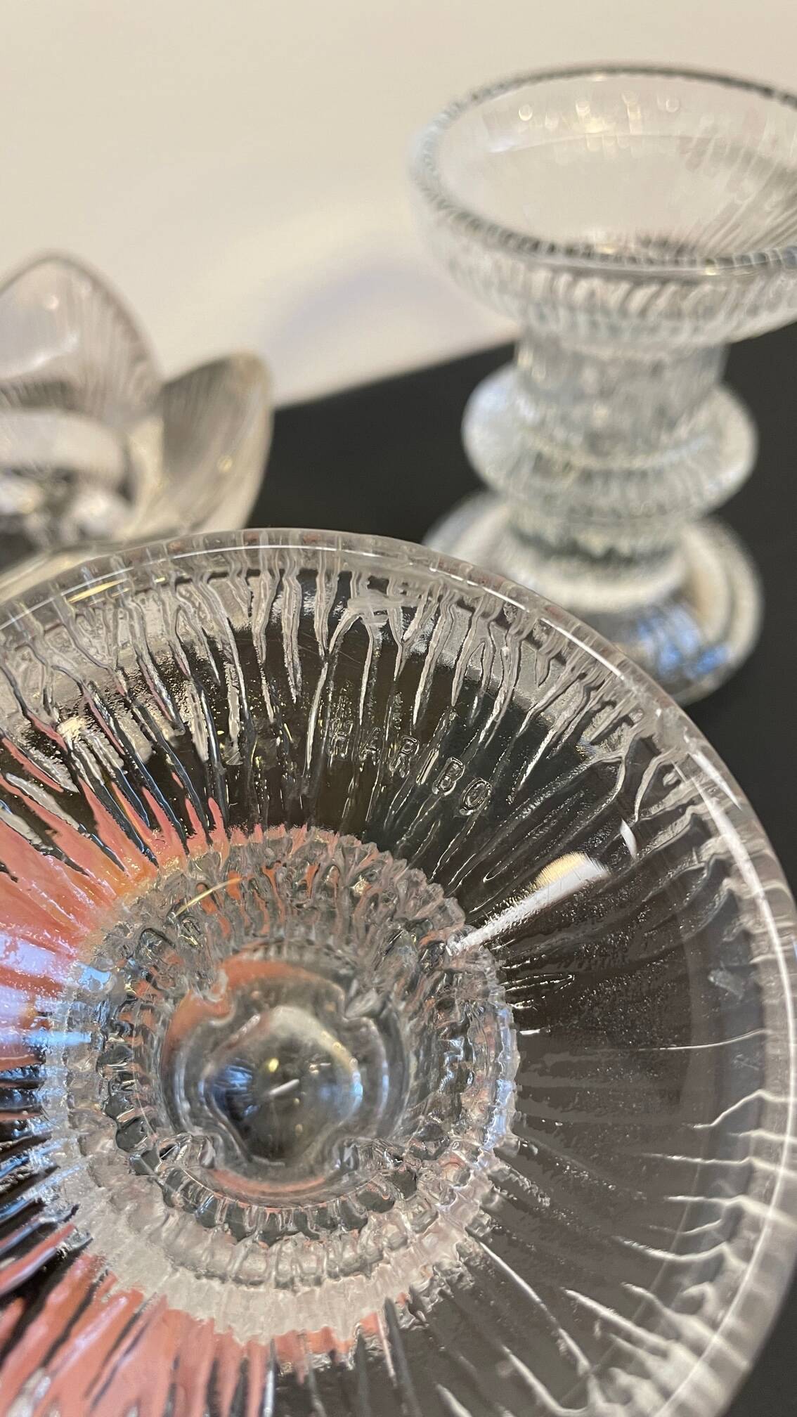 Vintage-style crystal candlesticks in the style of LITTLA