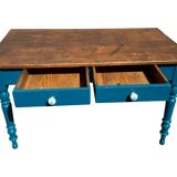 Provencal table in fir 2 drawers