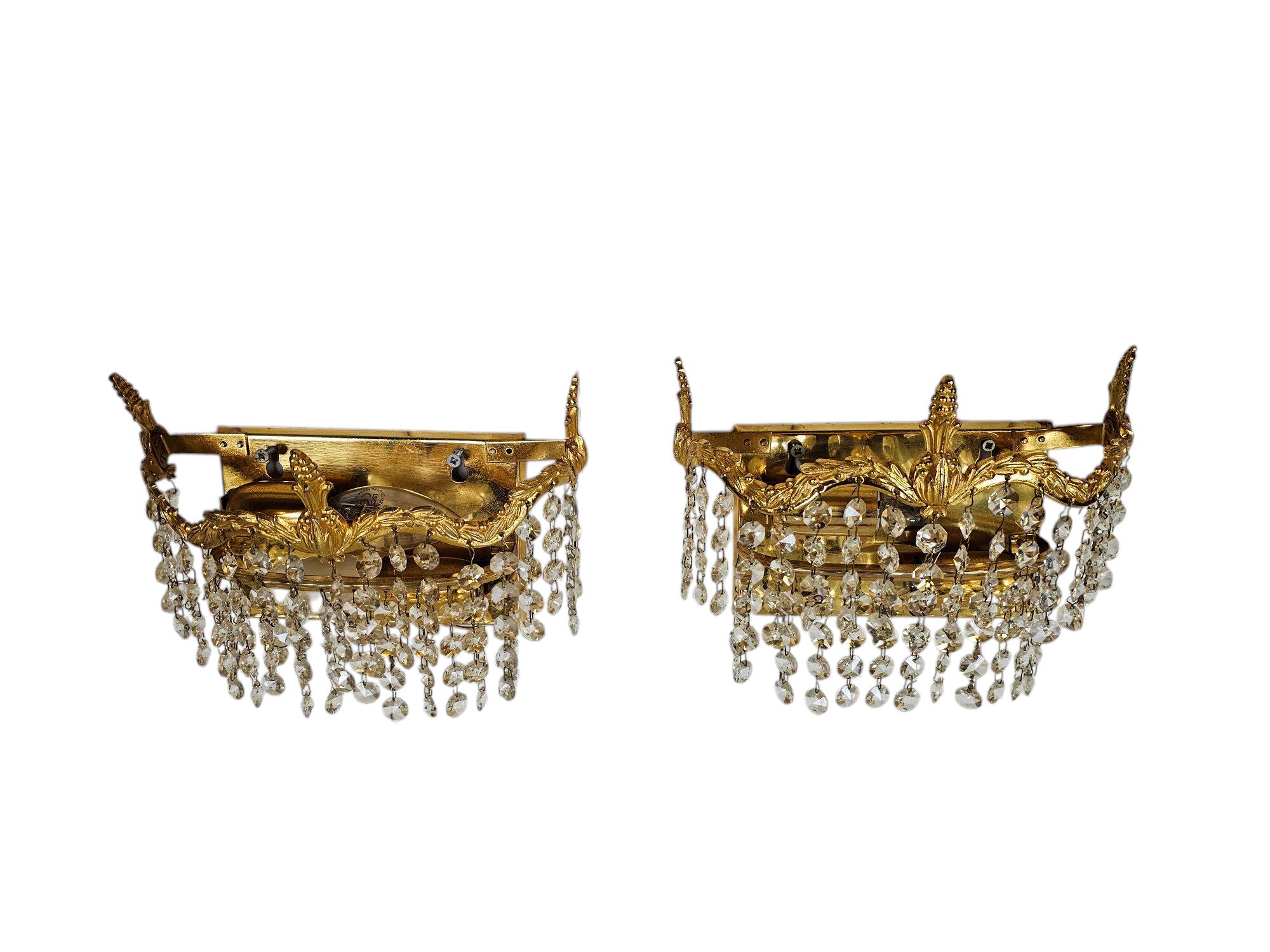 2 Strass wall lamps- gilded- 60's
