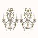 Italian crystal wall sconces with bead flowers in green (pair)
