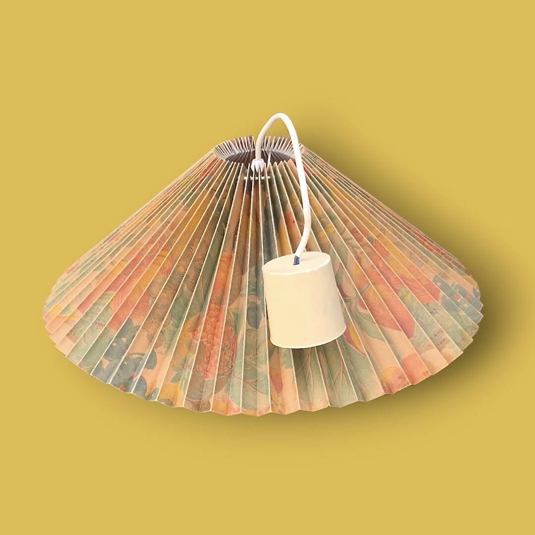 Vintage pleated floral pendant light – 70s
