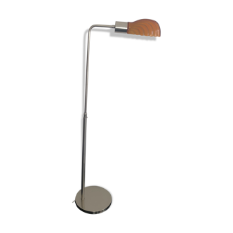 Lampadaire liseuse acier brossé opaline rouille vintage 1970 - 125 cm