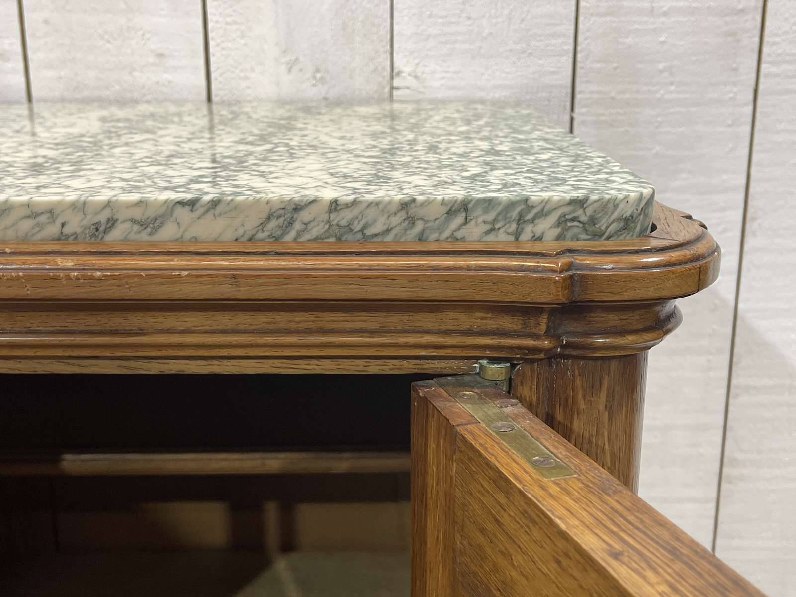 SOUBRIER Chippendale sideboard in oak, elm burl and marble